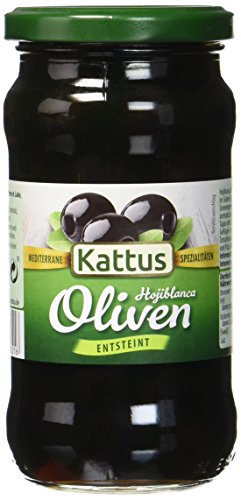Kattus Spanische schwarze Oliven, entsteint, 4er Pack (4 x 160 g) von Kattus