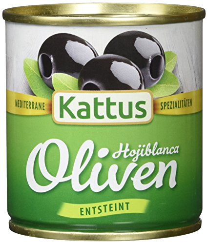 Kattus Spanische schwarze Oliven, entsteint, 8er Pack (8 x 85 g) von Kattus