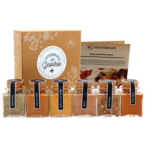 Kb KRAUTBERGER Gewürze Geschenkbox zum Kochen I 6 Gewürzmischungen aus aller Welt Geschenk Vatertagsgeschenk I Geschenkset in Bio-Qualität + Rezepte - Muttertagsgeschenk Geschenkidee Kb KRAUTBERGER Gewürze Geschenkbox zum Kochen I 6 Gewürzmischungen aus aller Welt Geschenk Vatertagsgeschenk I Geschenkset in Bio-Qualität + Rezepte - Muttertagsgeschenk Geschenkidee von Kb KRAUTBERGER