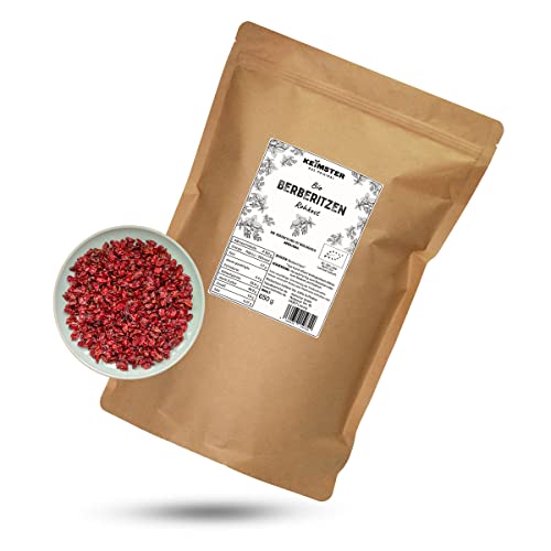 Bio Berberitzen - Naturbelassen - Rohkostqualität - Ungeschwefelt & ungeölt - Ohne Zuckerzusatz - Intensive rote Farbe - Plastikfreie Verpackung - Premium Qualität (650 g) von Keimster