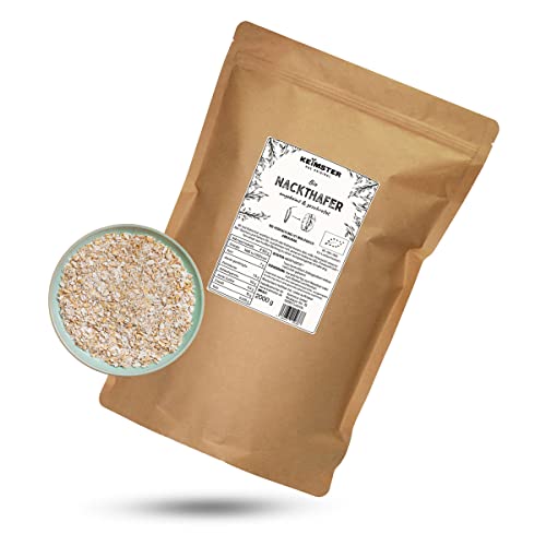 Bio Nackthafer - GEKEIMT - Vollkorn - Basisch - Geschrotet & ideal für Porridge und Müsli - Aus kontrolliert biologischem Anbau - Plastikfreie Verpackung (2 kg) von Keimster
