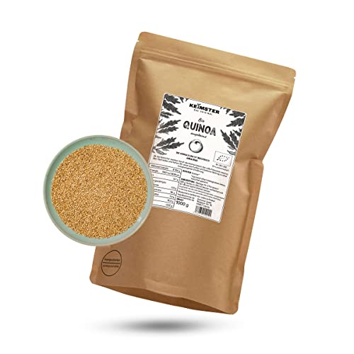 Bio Quinoa (1 kg) - GEKEIMT - Aus EU-Bio-Landwirtschaft - Quelle von Eiweiß und Ballaststoffen - Ohne Zusatzstoffe - Plastikfreie Verpackung - Vegan - Vielseitig verwendbar von Keimster