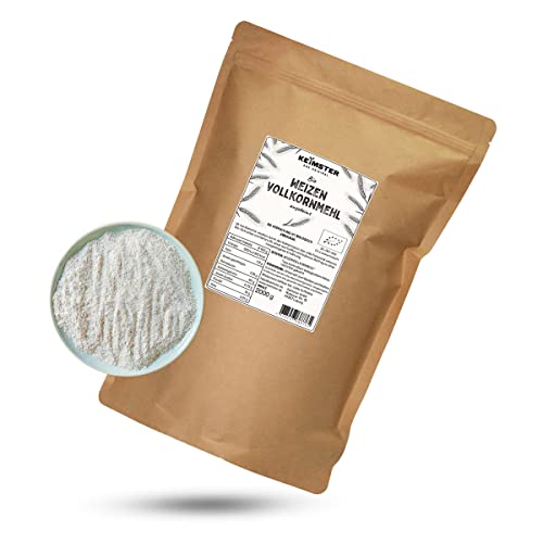 Bio Sprossen Mehl - GEKEIMT (2 kg) - Vollkorn-Weizen - Basisch - Aus EU-Bio-Landwirtschaft - Premium Qualität - Plastikfreie Verpackung - Vielseitig Verwendbar von Keimster