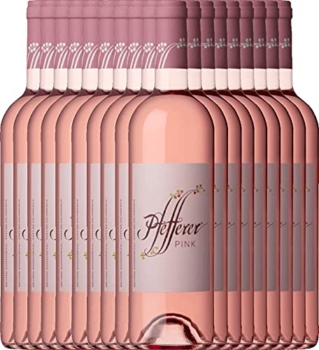 VINELLO 18er Weinpaket Pfefferer Pink 2021 - Kellerei Schreckbichl mit einem VINELLO.weinausgießer | 18 x 0,75 Liter von Kellerei Schreckbichl