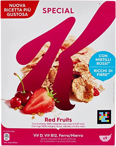 6x Kellogg's Special K Red Fruits Fiocchi di Riso Cereals Roten Früchten Reisflocken Vollkorn Weizen und Gerste mit Vitaminen und Mineralstoffen mit roten Früchten 290g Getreideflocken von Kellogg Company