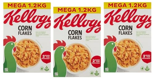 3er-Pack Kellogg's Corn Flakes der knusprige Klassiker Frühstückscerealien 1,2Kg Megapack von Kellogg's