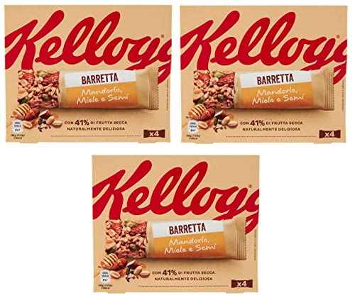 3x Kellogg's Barretta Mandorle Miele e Semi Erdnuss-Mandel-Samen- und Haferriegel mit Honig Riegel ( 4 x 32g ) 128g von Kellogg's