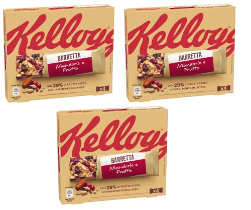 3x Kellogg's Barretta Mandorle e Frutta Mandel- und Fruchtriegel ( 4 x 32g ) 128g Riegel mit 29% Trockenfrüchten von Kellogg's