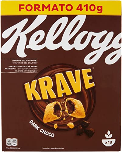 3x Kellogg's Krave Dark Choco Flavour Cerealien Weizen-, Hafer- und Reisbündel mit Schokoladenfüllung 410g von Kellogg's