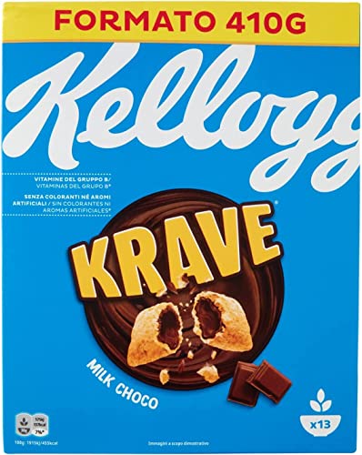 3x Kellogg's Krave Milk Choco Flavour Cerealien Weizen-, Hafer- und Reisbündel mit Milchschokoladenfüllung 410g von Kellogg's