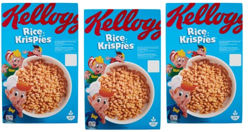 3x Kellogg's Rice Krispies Puffreis Mit Vitaminen und Mineralstoffen 340g Packung Cereal als Frühstück oder Snack zwischendurch von Kellogg's