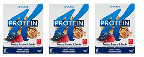 3x Kellogg's Special K Protein Frutti di Bosco Cereals Mehrkornflocken mit Beeren 320g Mehrkorn- und Weizenflocken Getreideflocken mit Hafer Roggen Samen und gefriergetrocknete Früchte 3x Kellogg's Special K Protein Frutti di Bosco Cereals Mehrkornflocken mit Beeren 320g Mehrkorn- und Weizenflocken Getreideflocken mit Hafer Roggen Samen und gefriergetrocknete Früchte von Kellogg's