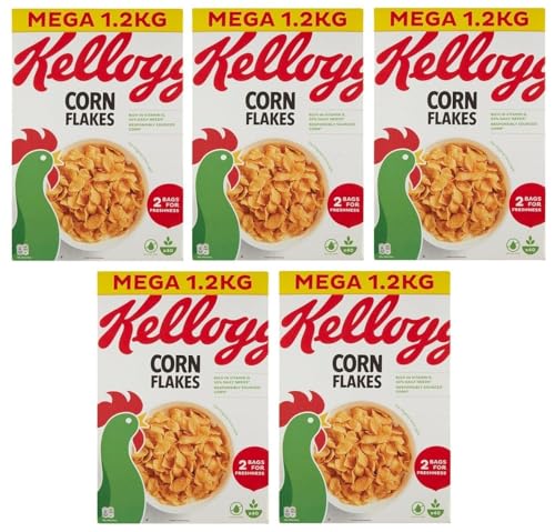 5er-Pack Kellogg's Corn Flakes der knusprige Klassiker Frühstückscerealien 1,2Kg Megapack von Kellogg's