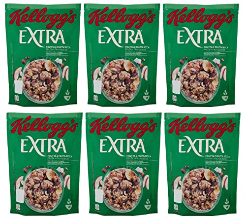 6x Kellogg's Extra Frutta e Frutta Secca Knusprige Haferflocken mit Dehydrierten Früchten 375g-Packung von Kellogg's