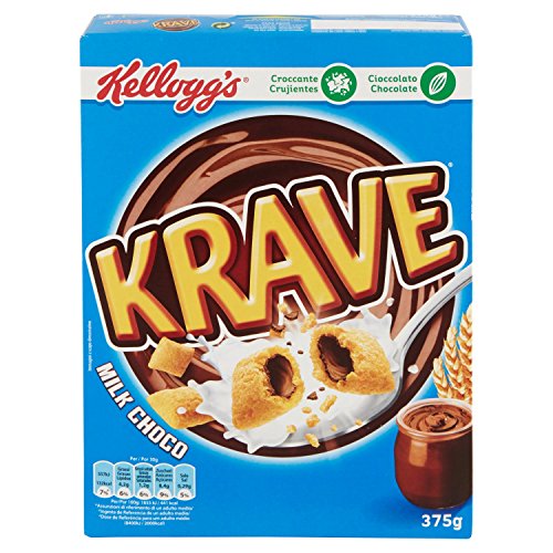 6x Kellogg's Krave Milk Choco Flavour Cerealien Weizen-, Hafer- und Reisbündel mit Milchschokoladenfüllung 410g von Kellogg's
