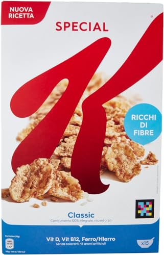 6x Kellogg’s Special K Classic knusprige Getreide-Flakes mit Vollkornweizen – ballaststoffreiche Frühstückscerealien – natürlicher Genuss ohne künstliche Farb- und Aromastoffe 450g von Kellogg's