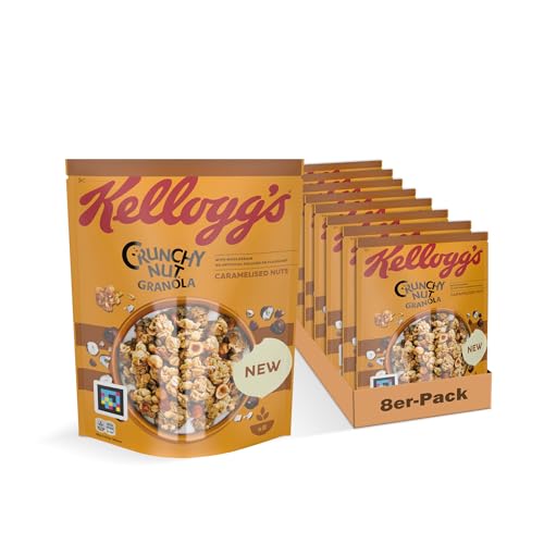 Kellogg's Crunchy Nut Granola Caramelised Nuts (8 x 380 g) – Knusper Müsli mit karamellisierten Nüssen – Vollkorn-Nuss Granola ohne künstliche Farb- und Aromastoffe von Kellogg's