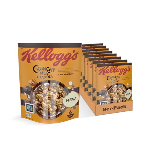 Kellogg's Crunchy Nut Granola Choco & Nuts (8 x 380 g) – Knusper Müsli mit Schokolade und Nüssen – Schoko-Nuss Granola mit Vollkorn ohne künstliche Farb- und Aromastoffe von Kellogg's
