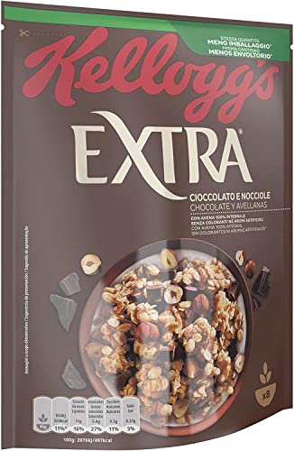 Kellogg's Extra Cioccolato e Nocciole Knusprige Haferflocken mit Schokolade und Haselnüssen 100% Vollkorn 375g-Packung von Kellogg's