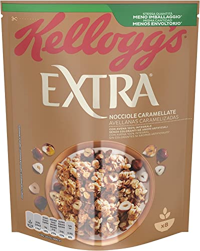 Kellogg's Extra Nocciole Caramellate Knusprige Haferflocken mit Karamellisierte Haselnüsse 100% Vollkorn 375g-Packung von Kellogg's