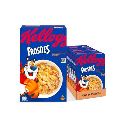 Kellogg's Frosties (6 x 400 g) – knusprige Cornflakes aus Mais mit leckerem Frosting – Frühstückscerealien ohne künstliche Farb- und Aromastoffe von Kellogg's