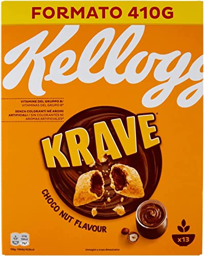 Kellogg's Krave Choco Nut Gemischte Cerealien Bündel mit Schokoladenfüllung mit Haselnuss Geschmack und Vitaminzusatz 410g Packung von Kellogg's