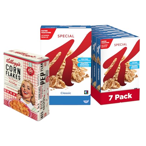 Kellogg’s Special K Classic (7 x 450 g) + nostalgische Blechdose mit Deckel – Getreide-Flakes mit Vollkornweizen – ballaststoffreiche Frühstückscerealien ohne künstliche Farb- und Aromastoffe von Kellogg's