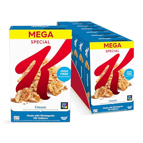 Kellogg’s Special K Classic (7 x 600 g) – knusprige Getreide-Flakes mit Vollkornweizen – ballaststoffreiche Frühstückscerealien – natürlicher Genuss ohne künstliche Farb- und Aromastoffe von Kellogg's