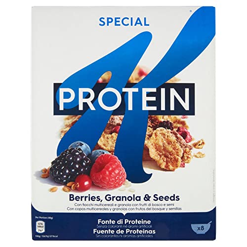 Kellogg's Special K Protein Frutti di Bosco Cereals Mehrkornflocken mit Beeren 320g Mehrkorn- und Weizenflocken Getreideflocken mit Hafer Roggen Samen und gefriergetrocknete Früchte von Kellogg's