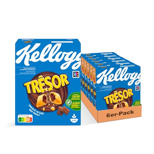 Kellogg's Tresor Milk Choco (6 x 410 g) – knusprige Frühstückscerealien mit schmelzender Creme-Füllung mit Milchschokolade – Tresor. Crazy Tasty. von Kellogg's