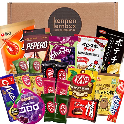 Asia Mix | Kennenlernbox mit 21 beliebten Süßigkeiten aus Korea und Japan | Geschenkidee für besondere Anlässe von Kennenlernbox
