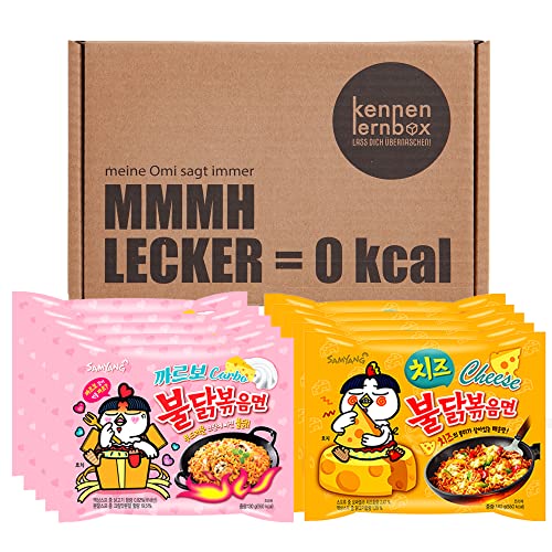Kennenlernbox 10er Ramen Box | Samyang Hot Chicken Ramen Combo | 5er Pack Carbonara & 5er Pack Käse von Kennenlernbox