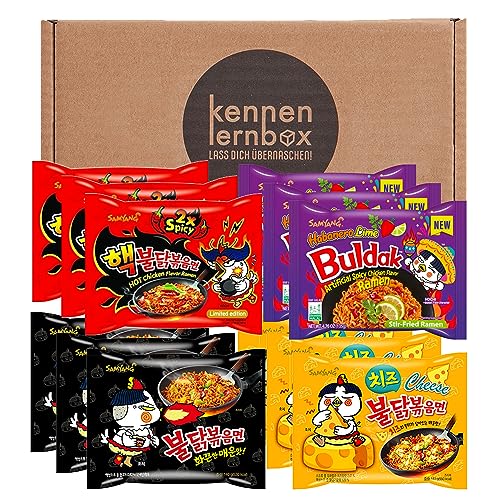 Kennenlernbox Buldak Box | Samyang Hot Chicken Ramen 12er MIX | Koreanische , Ramen 12er Mix zum Probieren von Kennenlernbox