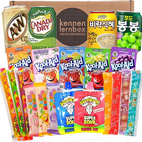 Summer Cool Box | Kennenlernbox mit 21 beliebten Süßigkeiten und Getränke aus den USA, Japan, Taiwan und Korea | Geschenkidee für besondere Anlässe wie Geburtstage von Kennenlernbox