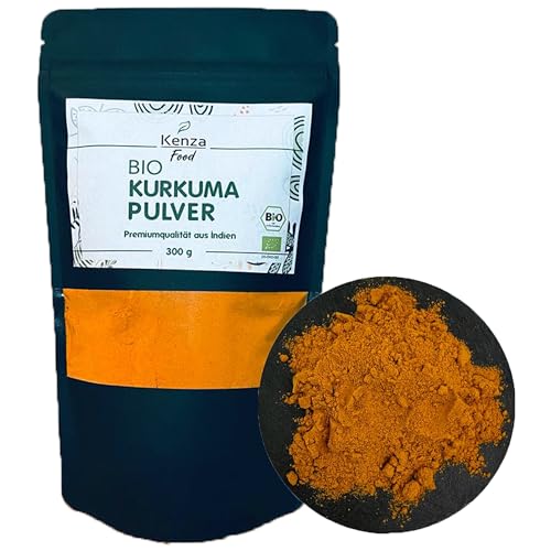 Kurkuma gemahlen BIO 300 g | fein gemahlen | BIO-Qualität | Kurkuma Pulver | gelber Ingwer | goldene Milch | 100% Bio, Naturrein & Geschmacksexplosion von Kenza Food