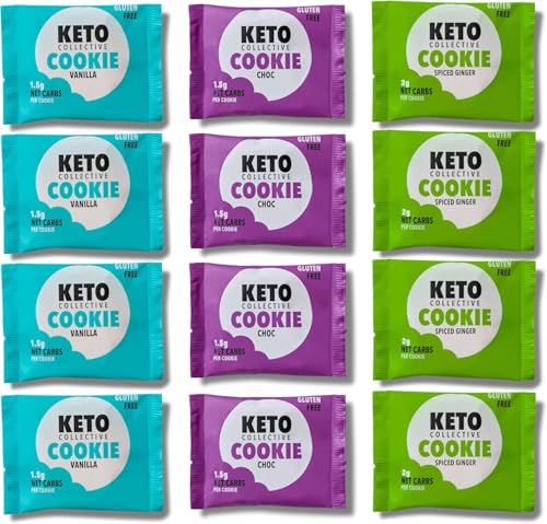 Keto Collective Keto Cookies I 1,5g Netto-Kohlenhydrate I 30g x 12 I Keto Snacks I Zuckerminder I Mit echter Butter zubereitet I Hoher Ballaststoffgehalt I Kohlenhydratarme Snacks, Glutenfreie Kekse Keto Collective Keto Cookies I 1,5g Netto-Kohlenhydrate I 30g x 12 I Keto Snacks I Zuckerminder I Mit echter Butter zubereitet I Hoher Ballaststoffgehalt I Kohlenhydratarme Snacks, Glutenfreie Kekse von Keto Collective