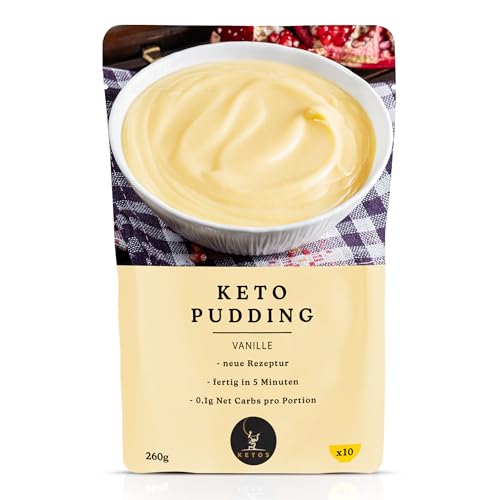 Keto Pudding Großpackung Vanille🧁 | Für Low-Carb & Keto Ernährung | 0,2g Net Carbs | Ballaststoffreich von KETOS