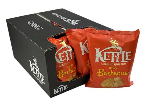 Kettle Chips Honey Barbecue 10 x 130 Tüten, hand-frittierte Kessel-Chips, knusprige Kartoffelchips in der Geschmacksrichtung süßer Honig mit traditionellen Barbecue-Geschmack für den Abend von Kettle