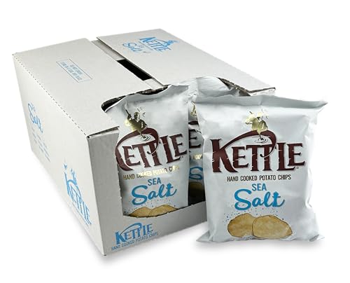 Kettle Chips Sea Salt 10 x 130 g Tüten, hand-frittierte Kessel-Chips, knusprige Kartoffelchips mit dem Geschmack von Meersalz für einen gelungenen Abend von Kettle