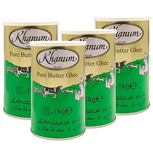 Khanum - Pure Butter Ghee - Bestes Butterfett zum Braten und Kochen im 4er Set à 1 kg Dose von LNEE
