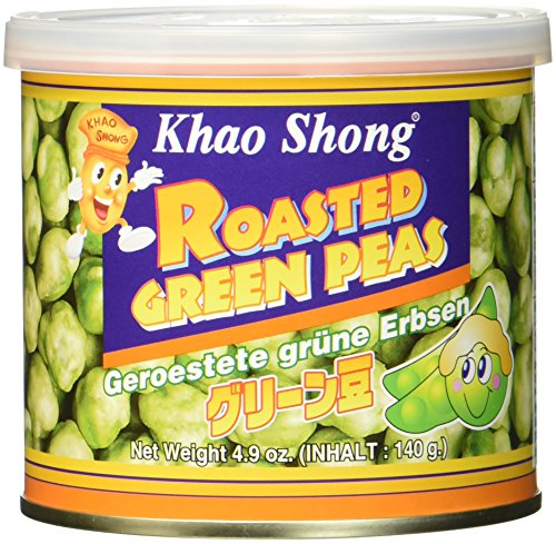 Khao Shong Geröstete grüne Erbsen mit Wasabi, knackige Erbsen im scharfen Teigmantel, fettärmere Alternative zu Nüssen, mittlere Schärfe, 1 x 140 g Dose | 140g (1er Pack) von Khao Shong