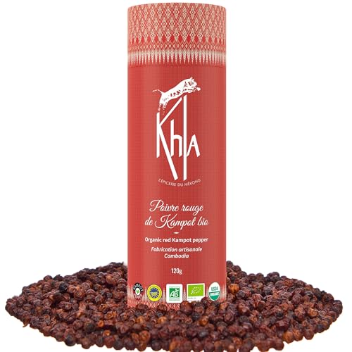 KHLA - Roter Kampot-Pfeffer Premium-GGA - 120 g - Pfefferkörner - aus biologischem Anbau von Khla