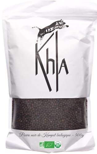 KHLA - Schwarzer Kampot-Pfeffer Premium-GGA - 1 kg - Pfefferkörner - aus biologischem Anbau von Khla