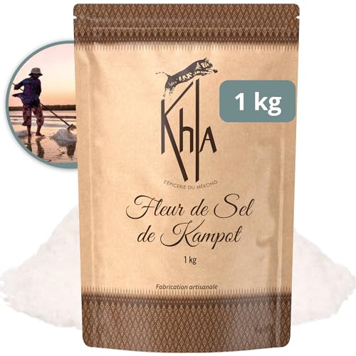 Khla - Fleur de Sel Salz aus Kampot 1 kg -100% Natürliches Meersalz - Küchengewürzzutat - Direkt vom Hersteller - Graues Salz - Gourmet Meeres Salz Keltisches - Herkunft Kambodscha von Khla