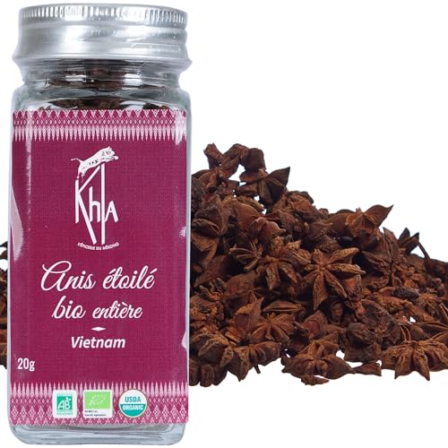Khla – Ganzer Sternanis 20 g – Topf mit ganzem Sternanis – Koch- und Backzutat – Desserts, Obst, Fleisch, Fisch, Glühwein, Tee, Aufgüsse, Samen, Weihnachten – asiatisches Gewürz Khla – Ganzer Sternanis 20 g – Topf mit ganzem Sternanis – Koch- und Backzutat – Desserts, Obst, Fleisch, Fisch, Glühwein, Tee, Aufgüsse, Samen, Weihnachten – asiatisches Gewürz von Khla
