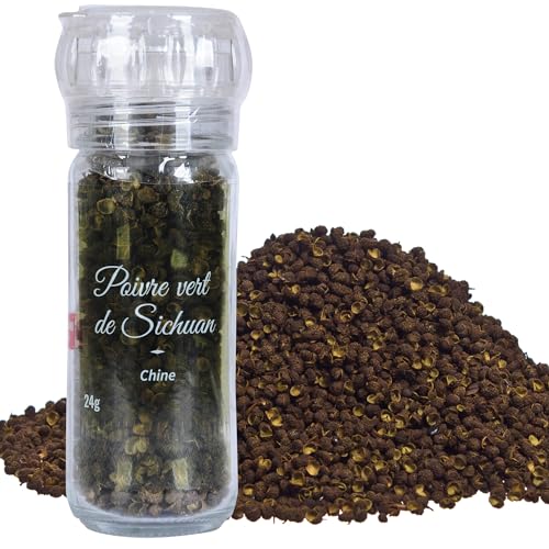 Khla – Grüner Sichuan-Pfeffer – 24 g nachfüllbare Mühle – Pfefferkörner – Feine Lebensmittelzutat – Grüne Sichuan-Beeren – Direkter Produzent – ​​Timut Szechuan – Herkunft China von Khla