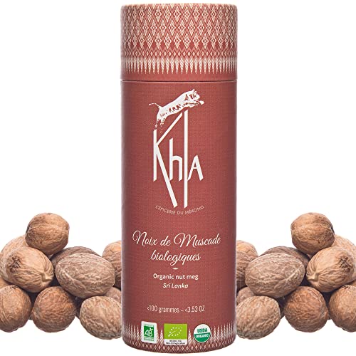 Khla - Bio Muskatnüsse Ganze 100g - Aus Sri Lanka - Seltenes Gewürz aus Asien - Direkt vom Erzeuger -– Perfekt für Weihnachten, Quiches, Pürees & Aufläufe - Kochen & Backen von Khla
