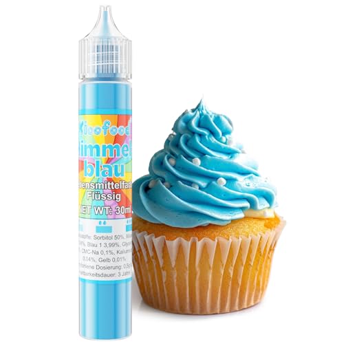 Lebensmittelfarbe - 30ml Hochkonzentriert Lebensmittelfarbe Flüssig, Lebensmittel Farbe für Kuchendekoration, Kunsthandwerk Einfärben, Airbrush, DIY Seifen (Himmelblau) von Kicofood