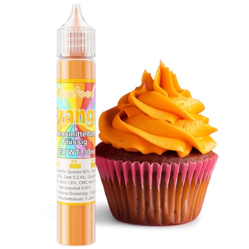 Lebensmittelfarbe - 30ml Hochkonzentriert Lebensmittelfarbe Flüssig, Lebensmittel Farbe für Kuchendekoration, Kunsthandwerk Einfärben, Airbrush, DIY Seifen (Orange) Lebensmittelfarbe - 30ml Hochkonzentriert Lebensmittelfarbe Flüssig, Lebensmittel Farbe für Kuchendekoration, Kunsthandwerk Einfärben, Airbrush, DIY Seifen (Orange) von Kicofood