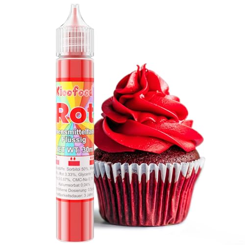 Lebensmittelfarbe - 30ml Hochkonzentriert Lebensmittelfarbe Flüssig, Lebensmittel Farbe für Kuchendekoration, Kunsthandwerk Einfärben, Airbrush, DIY Seifen (Rot) Lebensmittelfarbe - 30ml Hochkonzentriert Lebensmittelfarbe Flüssig, Lebensmittel Farbe für Kuchendekoration, Kunsthandwerk Einfärben, Airbrush, DIY Seifen (Rot) von Kicofood